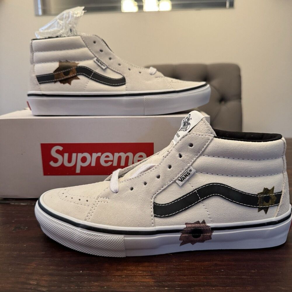 Supreme x Nate Lowman x Vans Skate Grosso Mid Cream Shoes